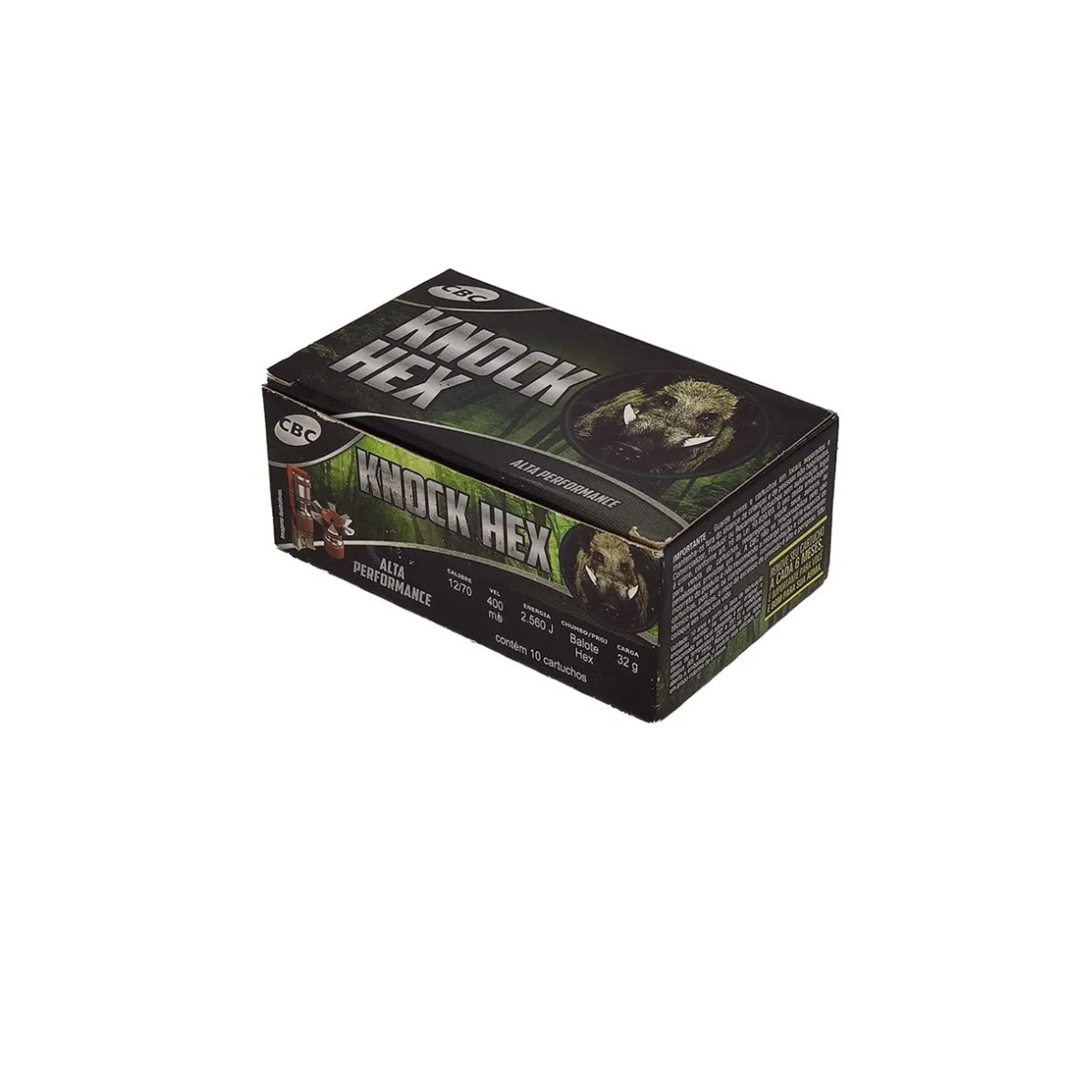 Cartucho CBC 12 GA Câmara 70mm Knock Hex Balote 32g