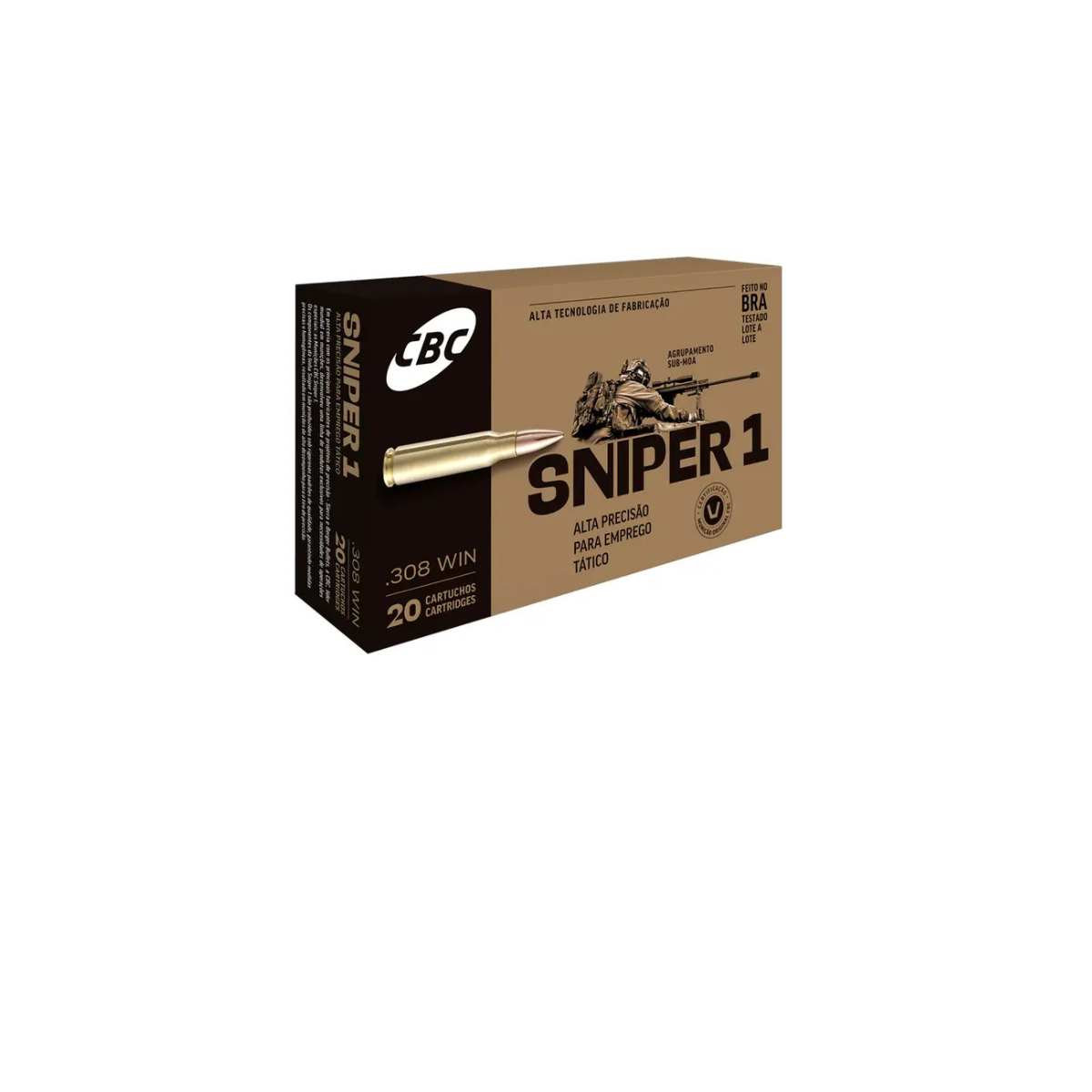 Munição CBC .308 WIN HPBT 168gr Sniper